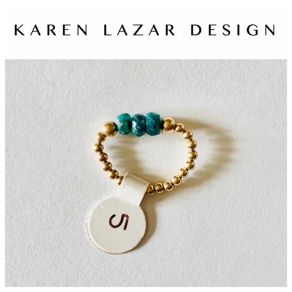 Karen Lazar Emerald and Yellow Gold Beaded Ring